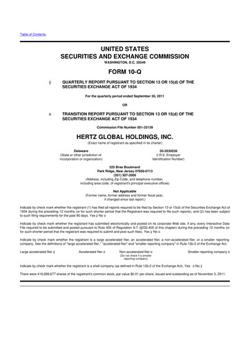 Thumbnail Herc Holdings
 10-Q Quarterly Report FY2011 