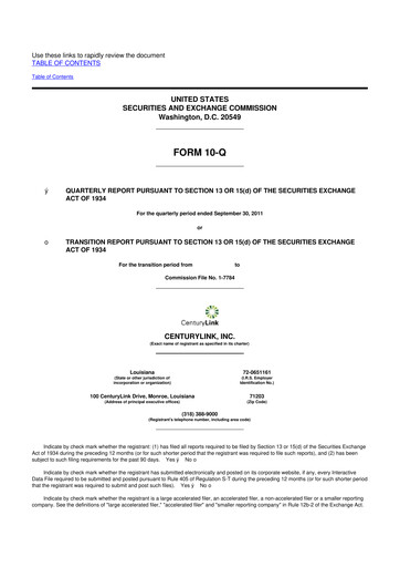 Vorschaubild Lumen Technologies 10-Q Quartalsbericht 2011 