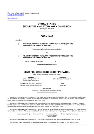 Thumbnail Edwards Lifesciences 10-Q Quarterly Report FY2011 