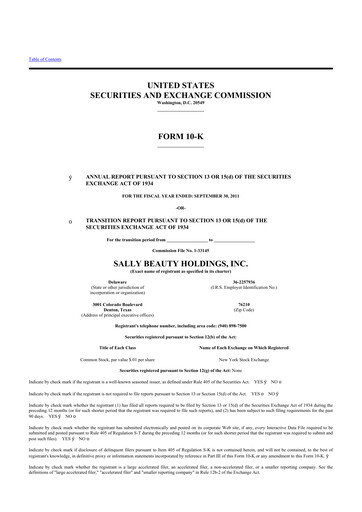 Thumbnail Sally Beauty Holdings 10-K Annual Report 2011