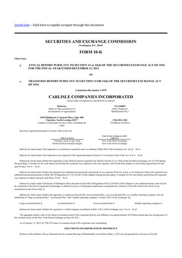 Thumbnail Carlisle Companies
 10-K Annual Report 2011