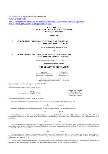 Vorschaubild Allstate 10-K Jahresbericht 2011