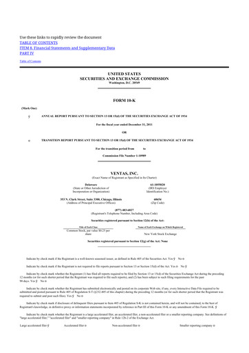 Thumbnail Ventas 10-K Annual Report 2011