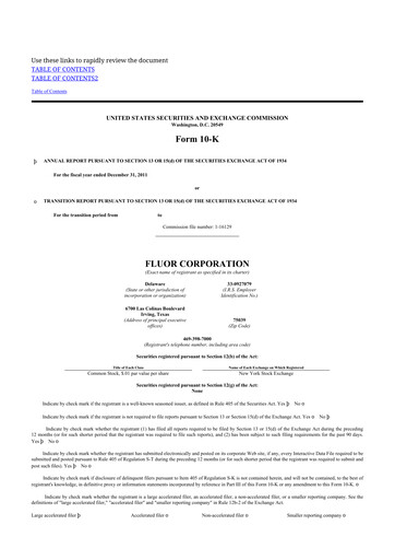 Thumbnail Fluor Corporation
 10-K Annual Report 2011