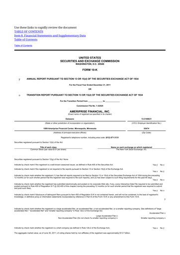 Thumbnail Ameriprise Financial
 10-K Annual Report 2011