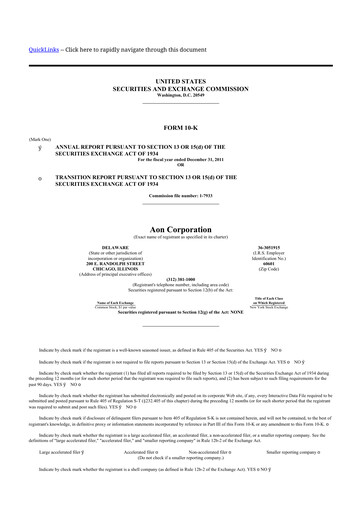 Thumbnail Aon 10-K Annual Report 2011