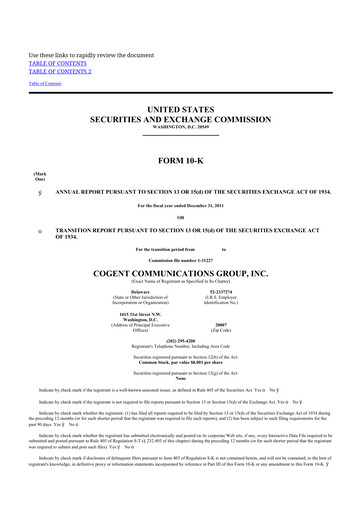 Thumbnail Cogent Communications
 10-K Annual Report 2011