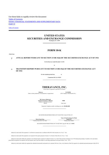 Thumbnail Innoviva 10-K Annual Report 2011