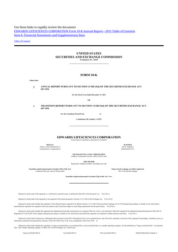 Thumbnail Edwards Lifesciences 10-K Annual Report 2011