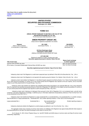 Thumbnail Simon Property Group 10-K Annual Report 