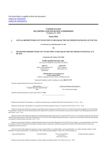 Thumbnail OPENLANE Corporate 10-K Annual Report 2011