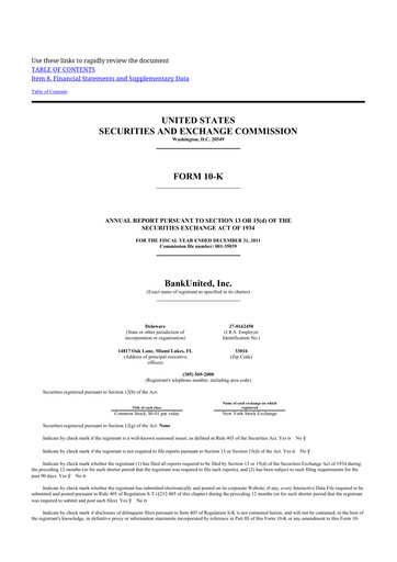 Thumbnail BankUnited
 10-K Annual Report 2011