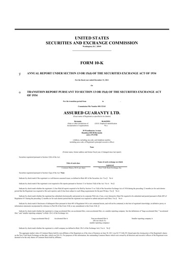 Thumbnail Assured Guaranty 10-K Annual Report 2011