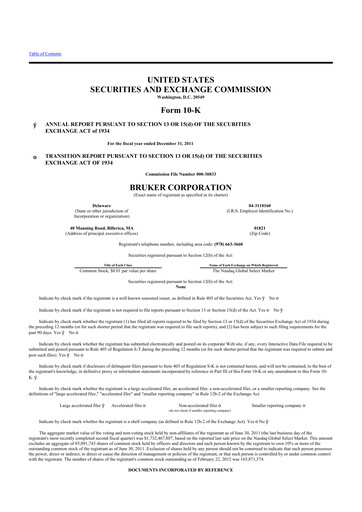 Thumbnail Bruker 10-K Annual Report 2011