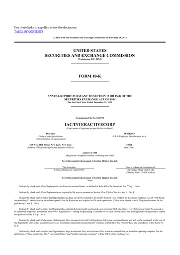 Thumbnail Match Group 10-K Annual Report 2011