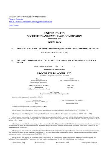 Thumbnail Brookline Bancorp 10-K Annual Report 2011