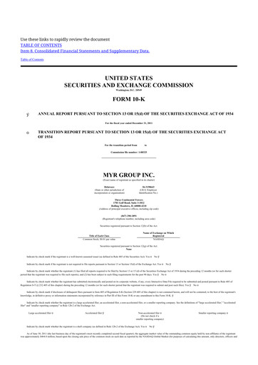 Thumbnail MYR Group 10-K Annual Report 2011