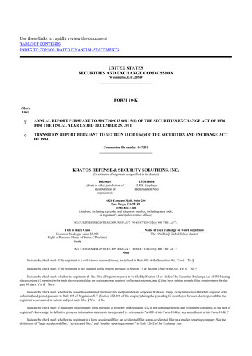 Thumbnail Kratos Defense & Security Solutions 10-K Annual Report 2011