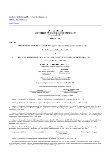 Thumbnail Celldex Therapeutics 10-K Annual Report 2011