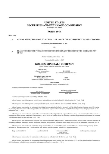 Thumbnail Golden Minerals
 10-K Annual Report 2011