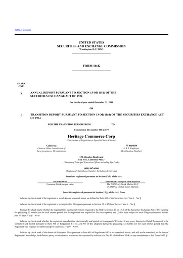 Thumbnail Heritage Commerce 10-K Annual Report 2011