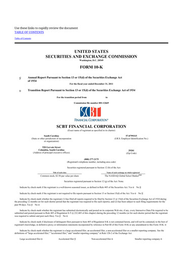 Thumbnail South State Corp 10-K Annual Report 2011