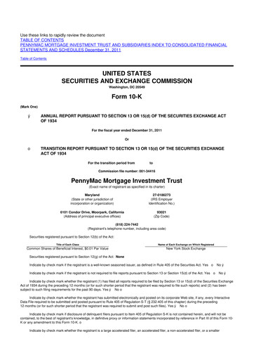 Thumbnail PennyMac Mortgage Investment Trust 10-K Annual Report 2011