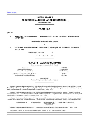 Miniature HP 10-Q Rapport trimestriel 2012 