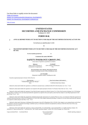 Thumbnail Safety Insurance
 10-K Annual Report 2011