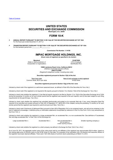 Thumbnail Impac Mortgage Holdings 10-K Annual Report 2011