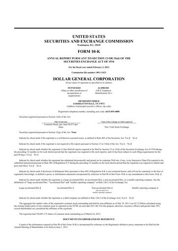 Thumbnail Dollar General 10-K Annual Report 2011