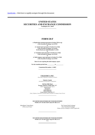 Thumbnail Celestica 20-F Annual Report 