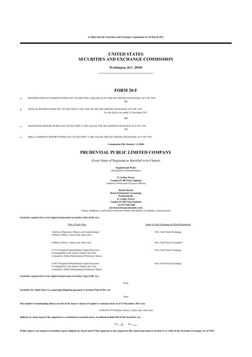 Thumbnail Prudential 20-F Annual Report 