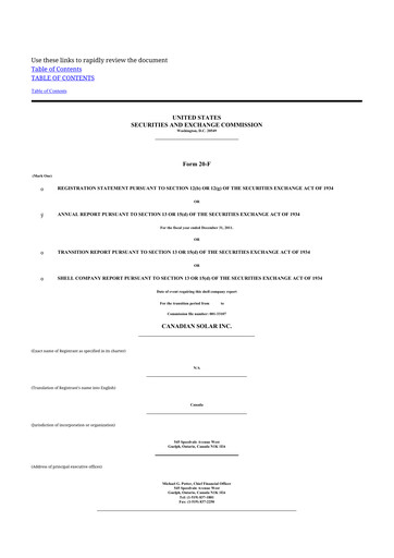 Thumbnail Canadian Solar
 20-F Annual Report 2011