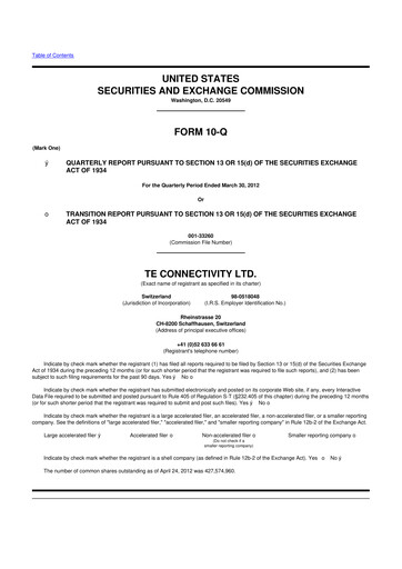 Thumbnail TE Connectivity
 10-Q Quarterly Report FY2012 