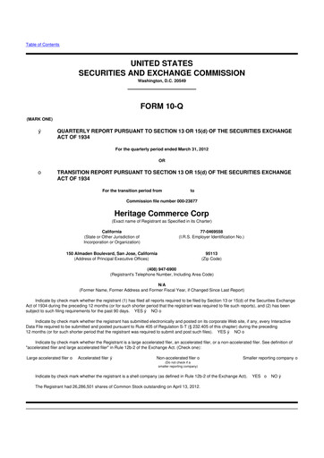 Thumbnail Heritage Commerce 10-Q Quarterly Report FY2012 