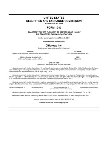 Thumbnail Citigroup 10-Q Quarterly Report FY2012 