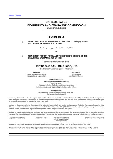 Thumbnail Herc Holdings
 10-Q Quarterly Report FY2012 