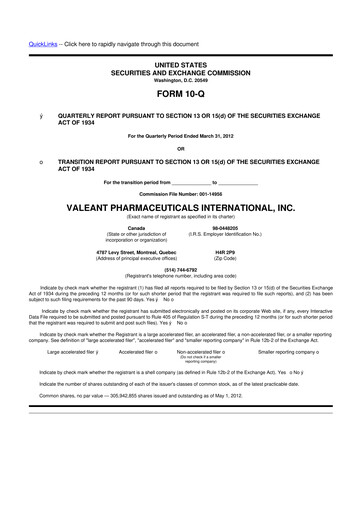 Thumbnail Bausch Health
 10-Q Quarterly Report FY2012 