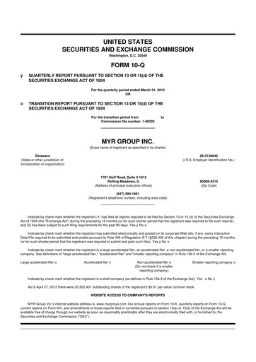 Thumbnail MYR Group 10-Q Quarterly Report FY2012 