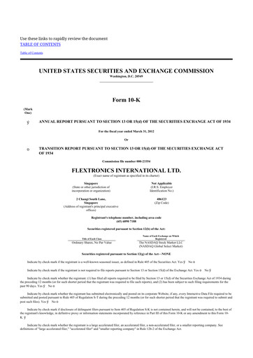 Thumbnail Flex 10-K Annual Report 2012