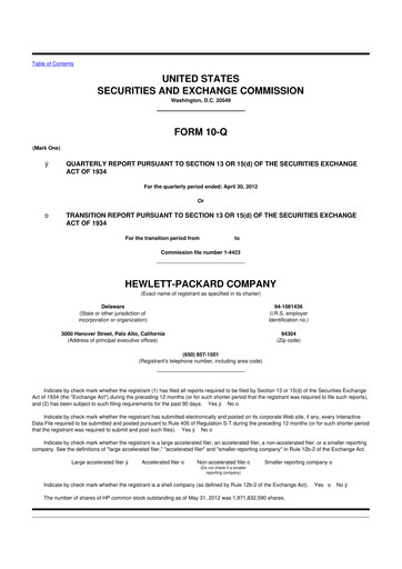 Miniature HP 10-Q Rapport trimestriel 2012 