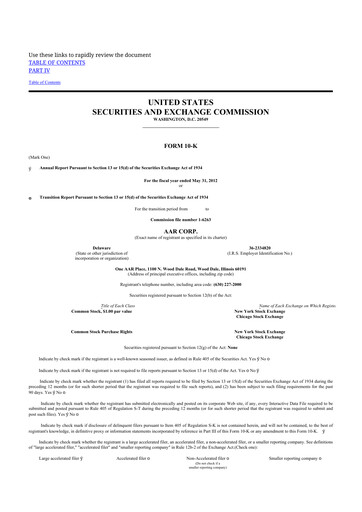 Thumbnail AAR 10-K Annual Report 2012