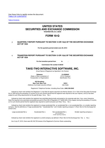 Miniature Take-Two Interactive
 10-Q Rapport trimestriel 2013 