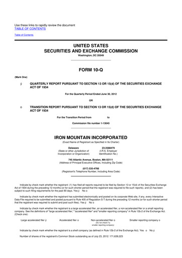 Thumbnail Iron Mountain 10-Q Quarterly Report FY2012 