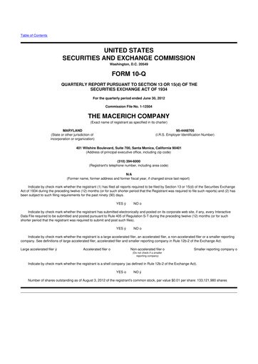 Thumbnail Macerich 10-Q Quarterly Report FY2012 