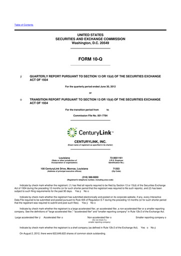 Vorschaubild Lumen Technologies 10-Q Quartalsbericht 2012 