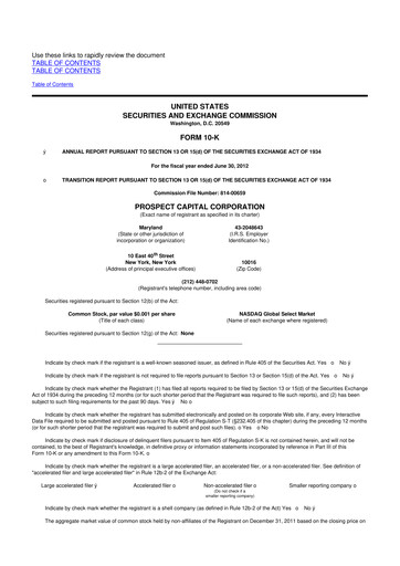 Miniature Prospect Capital 10-K Rapport annuel 