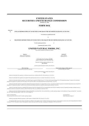 Thumbnail United Natural Foods
 10-K Annual Report 2012