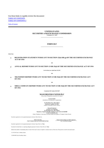 Thumbnail Manchester United
 20-F Annual Report 